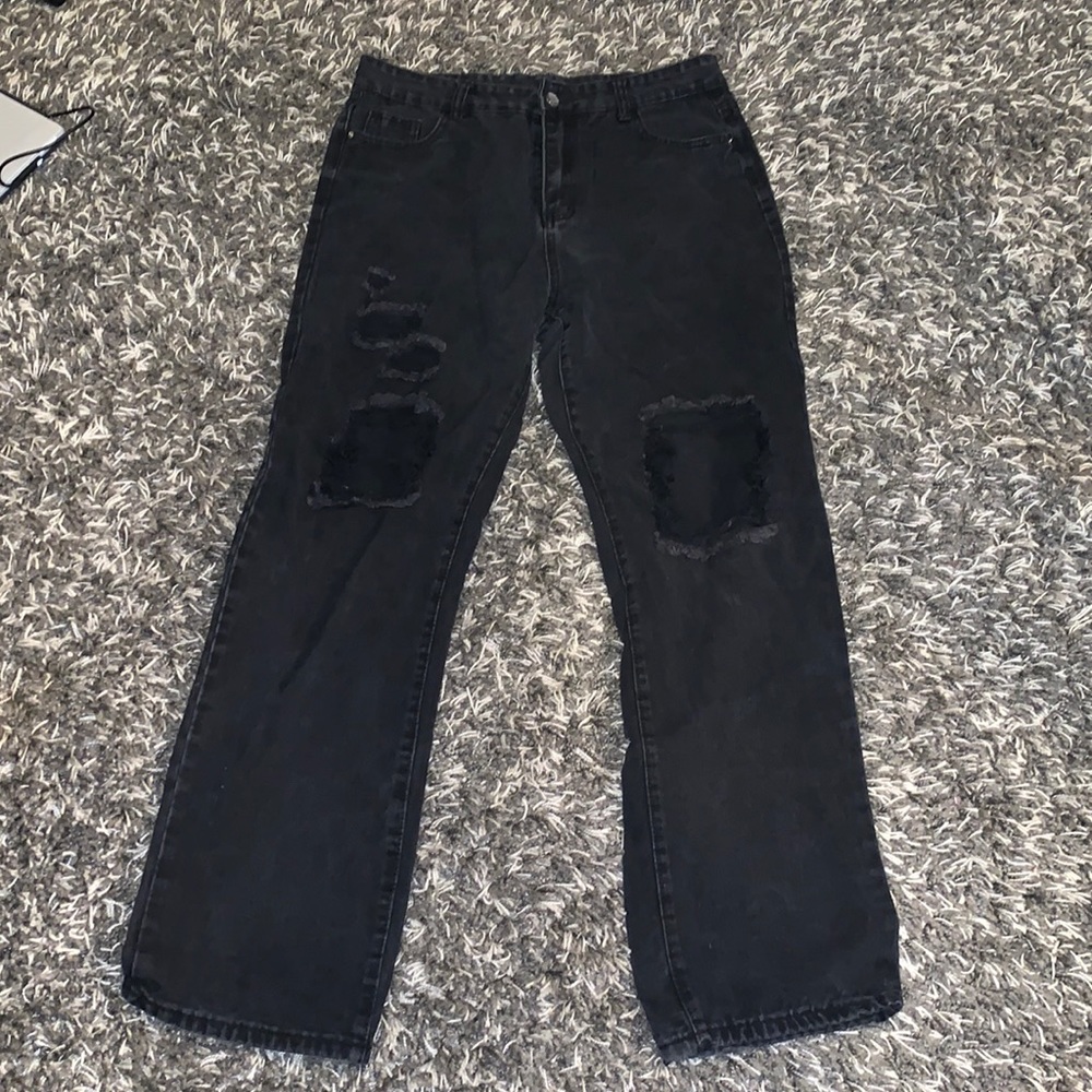 SHEIN Black Ripped Mom Jeans Size XL
